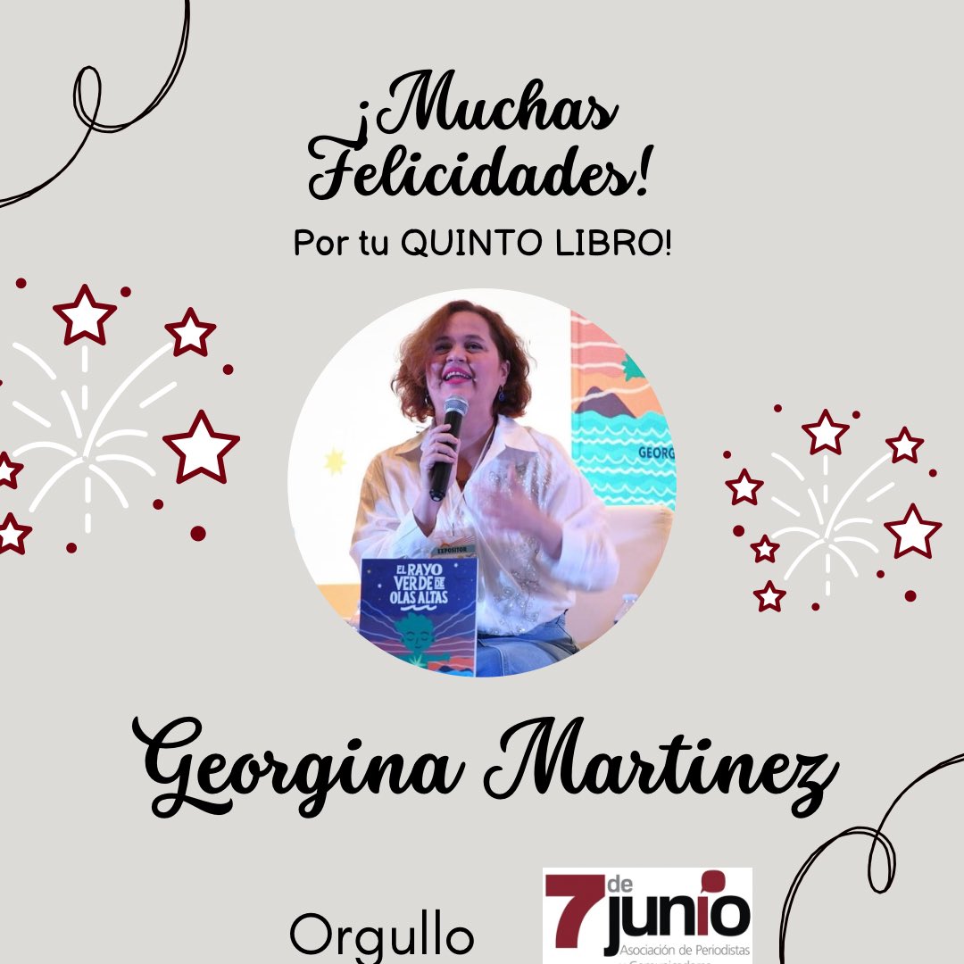 Hoy además de celebrar su cumpleaños nuestra socia y amiga periodista Georgina Martínez Montaño presentó su nuevo libro, el quinto ya 👏titulado, “El rayo verde de olas altas”. En la Asociación  de Periodistas y Comunicadores 7 de junio estamos muy orgullosos de tus éxitos 👏👏👏