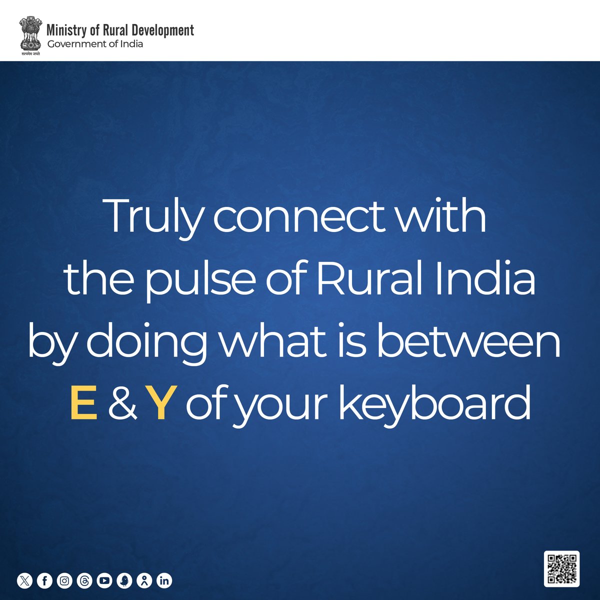 Truly connect with the pulse of Rural India by doing what is between E & Y of your keyboard. Share more to know more! #MoRD #Trends