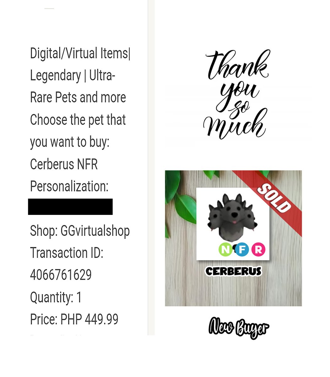 AdoptmeStore's tweet photo. 3⃣7⃣ NFR Cerberus was SOLD to our NEW BUYER thank you so much for trusting & ordering to our shop😇
#Adoptmetrade #adoptmetrading #adoptme #adoptmeselling #adoptmeoffers #adoptmegiveaways #adoptmegw #adoptmeshop #adoptmeseller #ROBLOX #robloxadoptme #trustedshop #ggvirtualshop https://t.co/79XKrN5mMc