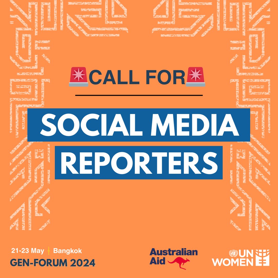 #Opportunity 📢 Calling young influencers from the #Pacific🌊 #Apply to be part of the Gen-Forum 2024 in Bangkok 🇹🇭 as a social media reporter📱! 📅 26 April 2024 👉🔗 bit.ly/GenForum24 #YouthPeaceSecurity #WPSagenda