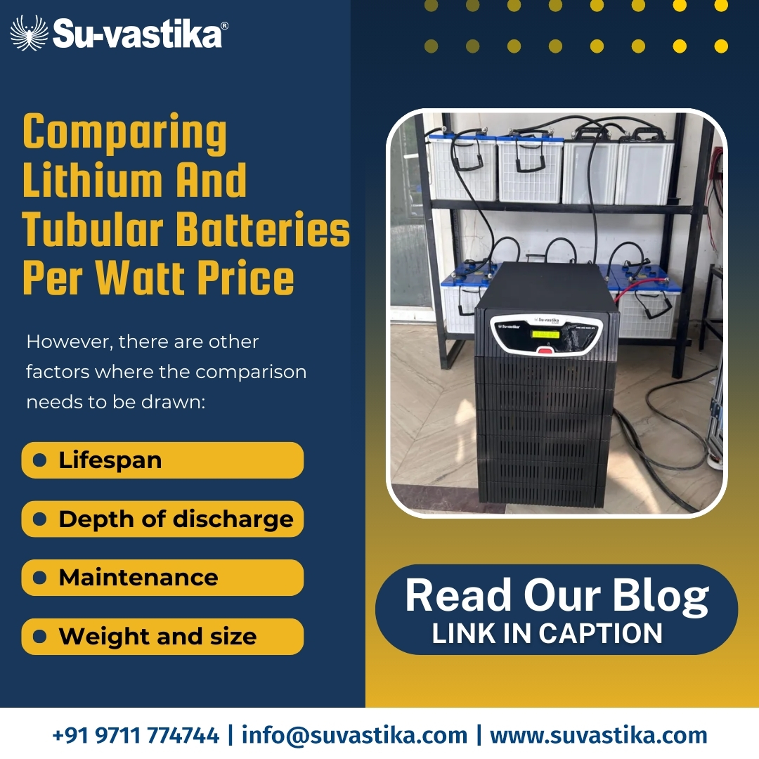 Read our blog: t.ly/Utro9

Discover the truth about the cost per watt price of Lithium and Tubular batteries in our latest blog post!

#lithiumionbattery #renewableenergy #sustainability #NoiseReduction #EnergyEfficiency #SaveCarbonEmissions #IOTSystem #blog #india