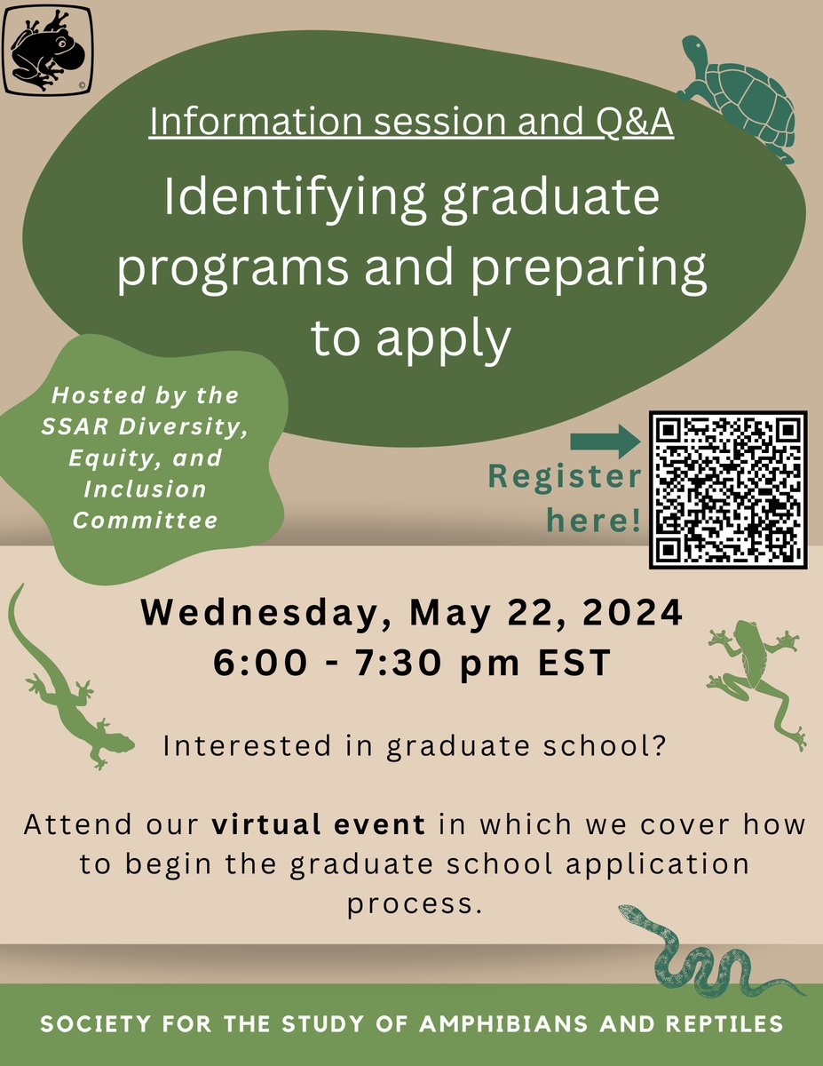 May 22 3 pm Pacific / 6 pm Eastern, SSAR’s DEI Committee will host a 1.5-hour virtual event on identifying potential graduate programs and preparing to apply. Interested? Fill out this form, and we will send you a Zoom link: docs.google.com/forms/d/e/1FAI…