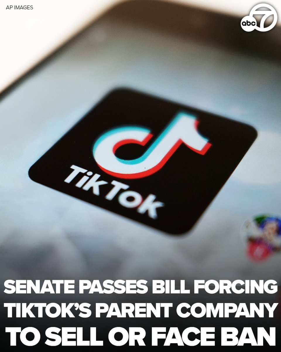 The Senate passed legislation that would force TikTok's China-based parent company to sell the social media platform under the threat of a ban. abc7.la/4aNnnFg