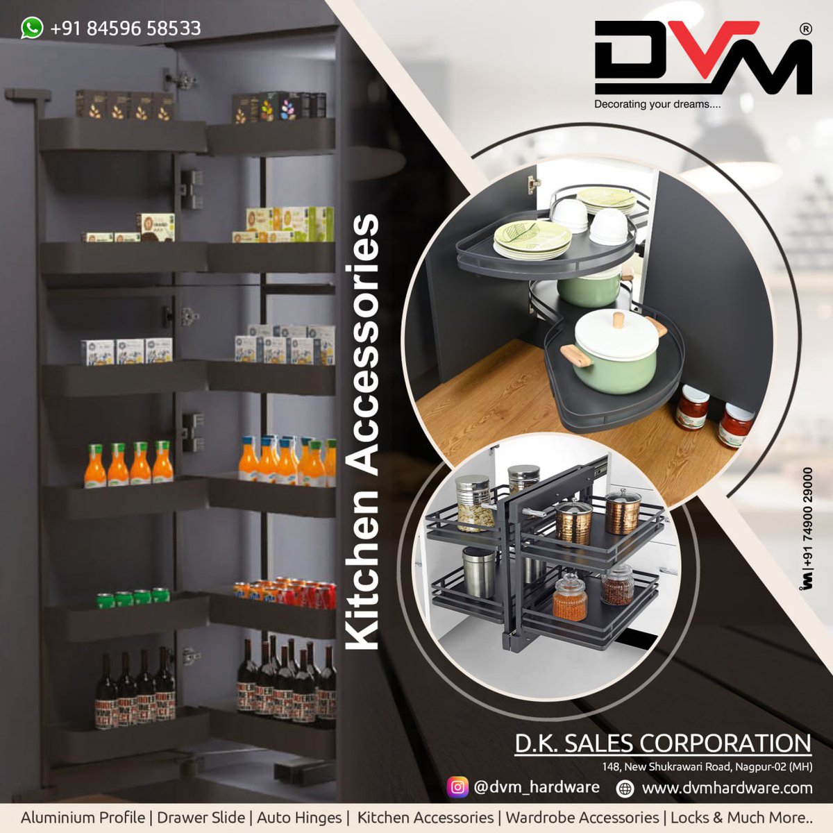 ibais_hardware's tweet photo. D.K. SALES CORPORATION (NAGPUR)
For enquiry via WhatsApp click:
https://t.co/6RLHdylt8B
Mr. Kapil Agrawal - +91 84596 58533
Mr. Dinesh Agrawal - +91 93709 99938
#pulloutpantry #pulloutpantrysystem #homedecor #kitchenpantryunit #pantryunits #kitchenhardware
.
@ibais_hardware https://t.co/XH6IHISOzk