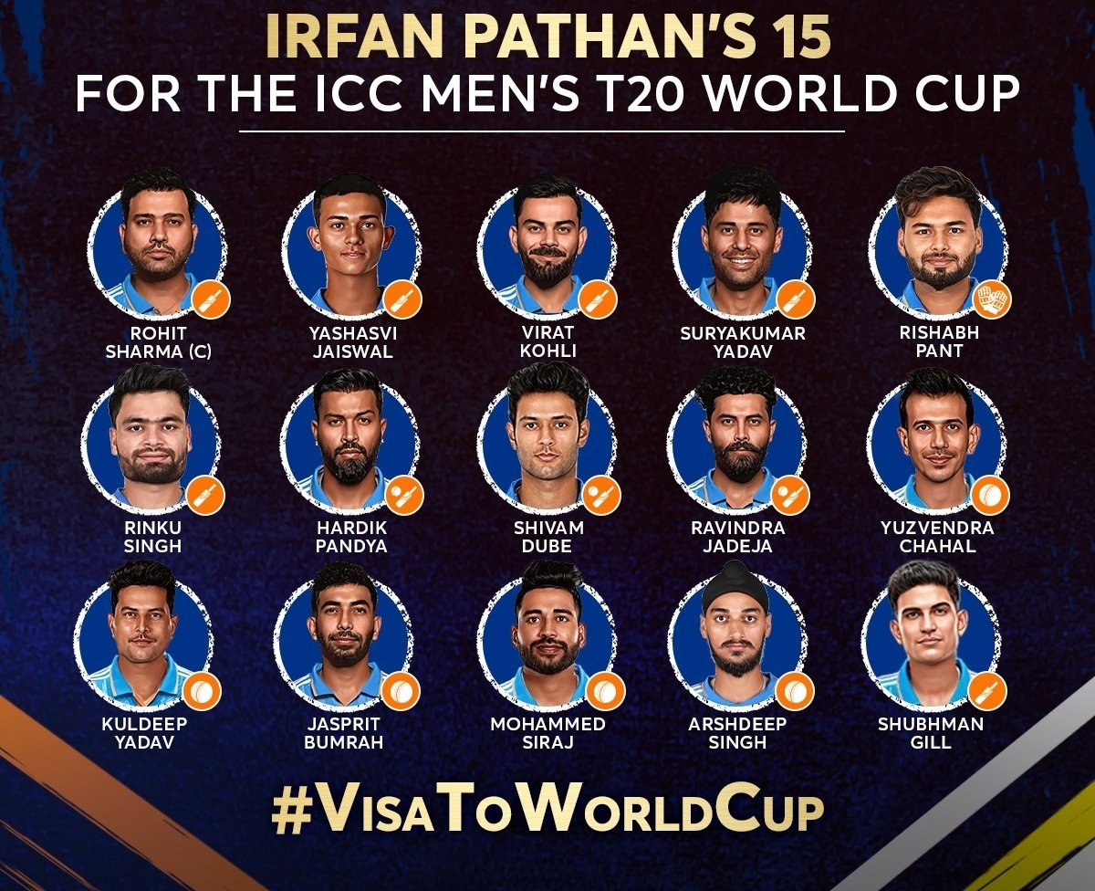 Irfan Pathan's T20 World Cup squad of India. (Star Sports).