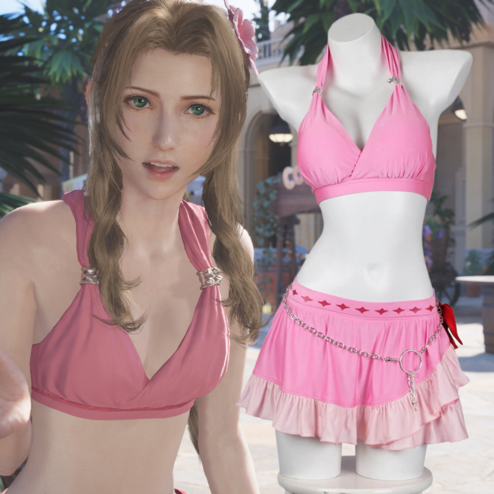 #FinalFantasyVIIRebirth  Aerith Gainsborough Swimsuit Hallowcos $46.9
Shop Here: hallowcos.com/products/final…
#Aerith #Swimwear #gamecosplay #cosplaygirl