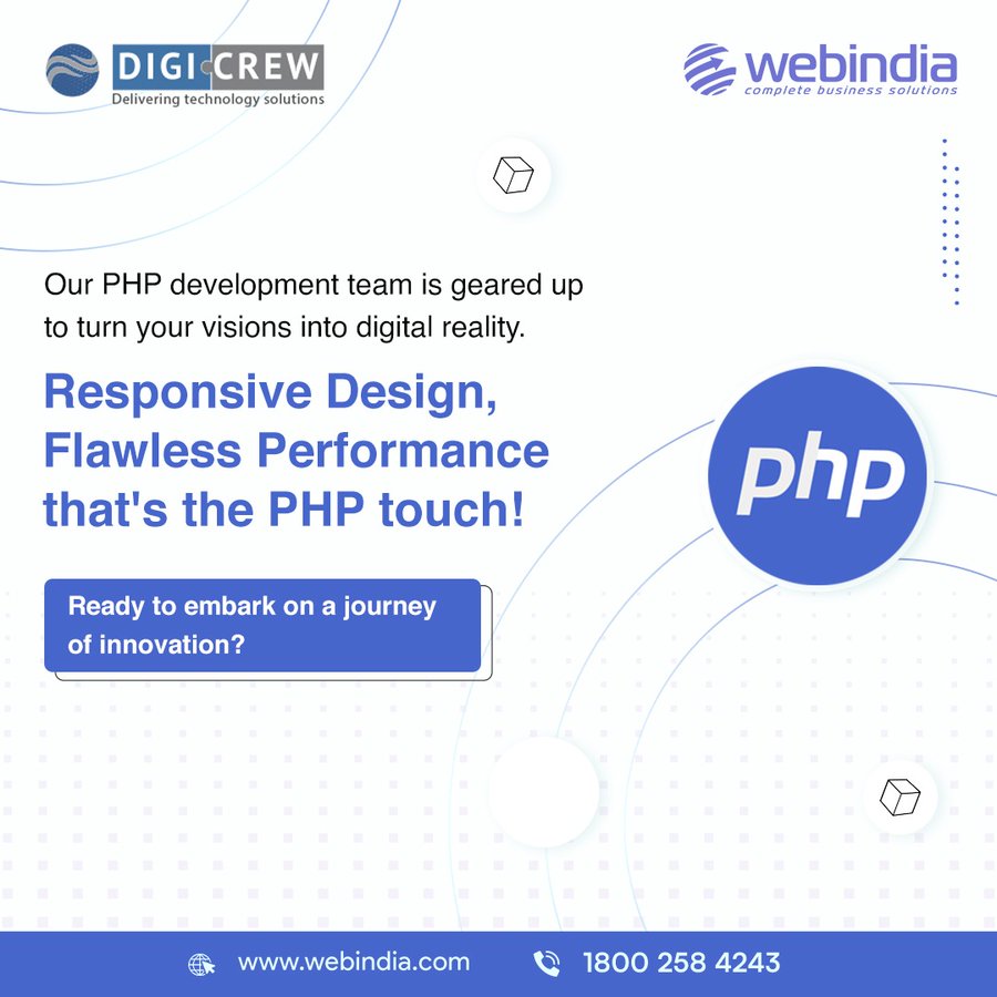 webindiaservice's tweet photo. We offer not just code, but a promise of reliability, speed and unmatched innovation. Join us in the tech revolution! #php #PHPdevelopmentcompany #phpdevelopment #PHPDevelopmentServices #phpdevelopmentsolutions #webindia #digicrew https://t.co/sxJ6IKcrF8