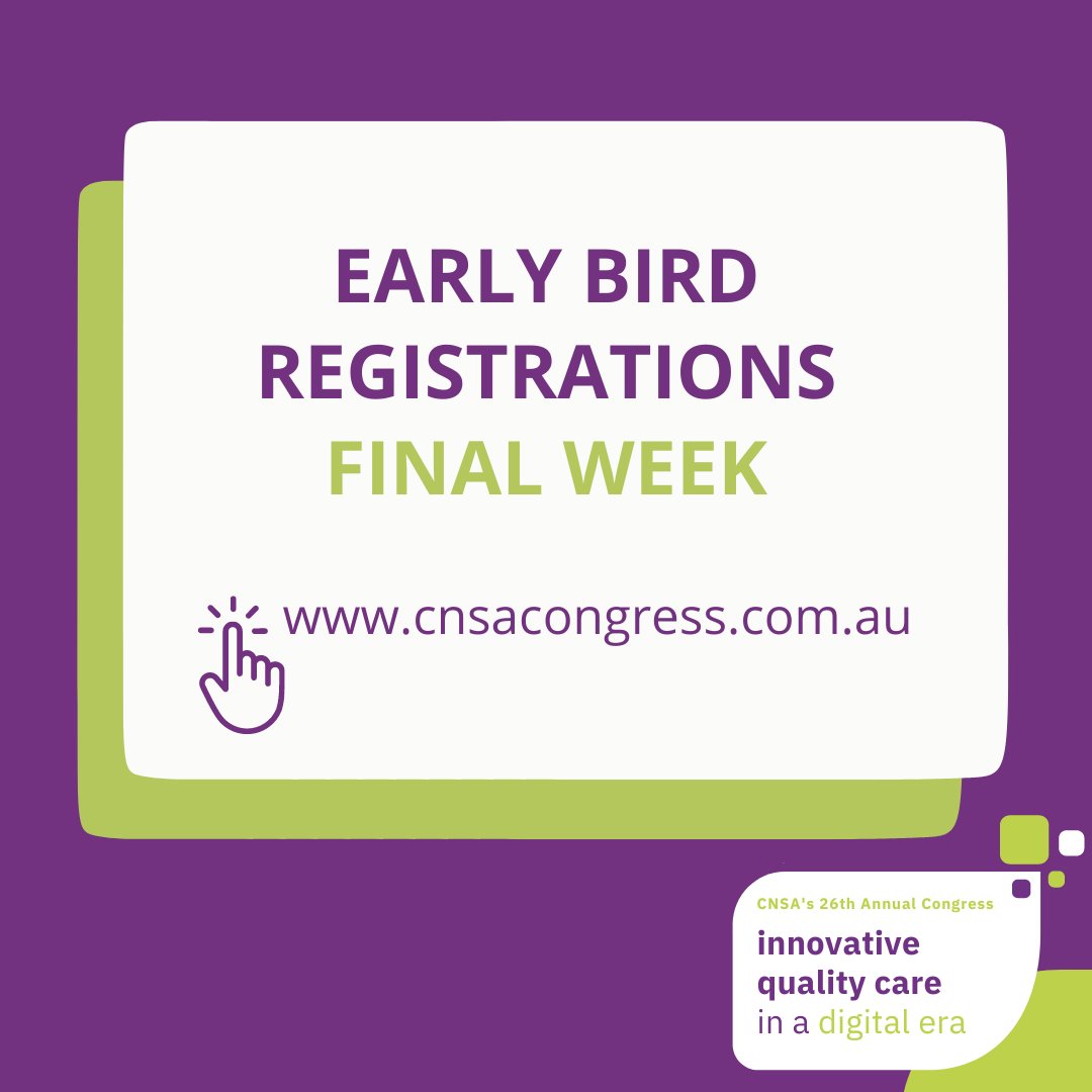 Our Congress program is nearing completion, with new keynote speakers and cutting-edge topics confirmed for our concurrent sessions. With only ONE WEEK left of Early Bird registrations, now is your chance to save up to 20% on registration for #CNSA2024 bit.ly/3TdTbNc