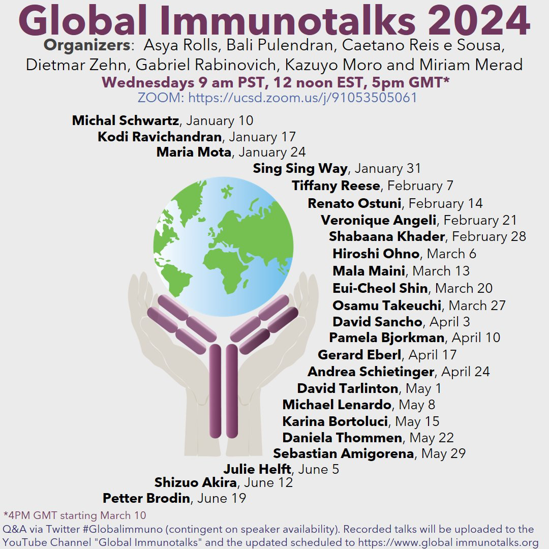 Looking forward to our next #globalimmuno talk this Wednesday, April 24th at 9am PST, noon EST, 4pm GMT by Dr. Andrea Schietinger. Title: “CD8 T cell fates in cancer and autoimmunity” LINK: ucsd.zoom.us/j/91053505061