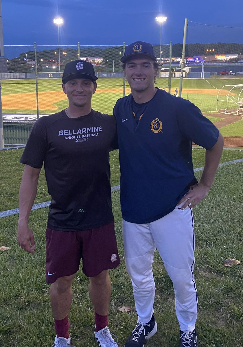 Two of our Class of 2021 dudes squared off today as Bellarmine visited Murray State. Makes my heart happy to see @JacobRowold & @Rbraund14 reunited. Reed got the W on the mound for Murray. 2023 @HusteddeJacob also pitched well in the game.