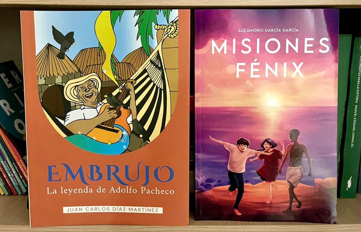 GinaRuzR's tweet photo. Hoy #DíaDelLibro recibí dos regalos muy especiales: "Embrujo, la leyenda de Adolfo Pacheco" del periodista sanjacintero Juan Carlos Díaz y "Misiones Fénix" ópera prima del cartagenero Alejandro García García, hijo del escritor, maestro y amigo ya fallecido Jorge García Usta. https://t.co/PeiKpQPZHb