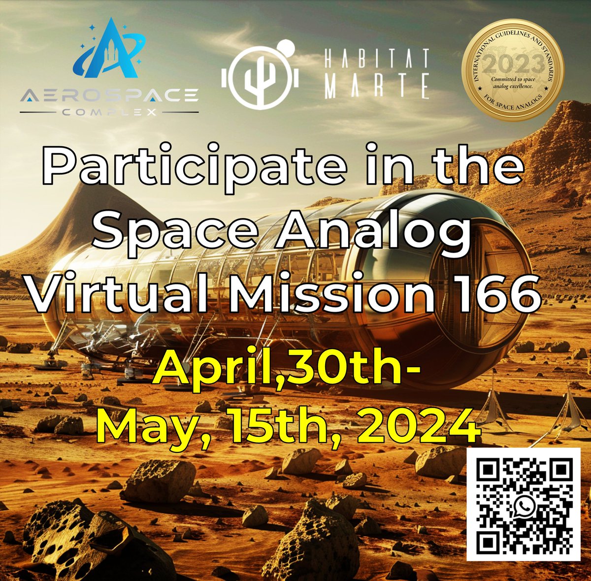 habitatmarte's tweet photo. 166th #SpaceAnalog Virtual Mission by @HabitatMarte- April,30th-May, 15th, 2024

Learn about #SpaceSustainability
VALUE: US$ 123 .
See our results in
https://t.co/lommkArsyq

https://t.co/Zs4ulzSiOT
 Whatsapp: +5584999818160

#analogastronaut #astronaut #space #Mars #Moon https://t.co/UzbulPUVQ6