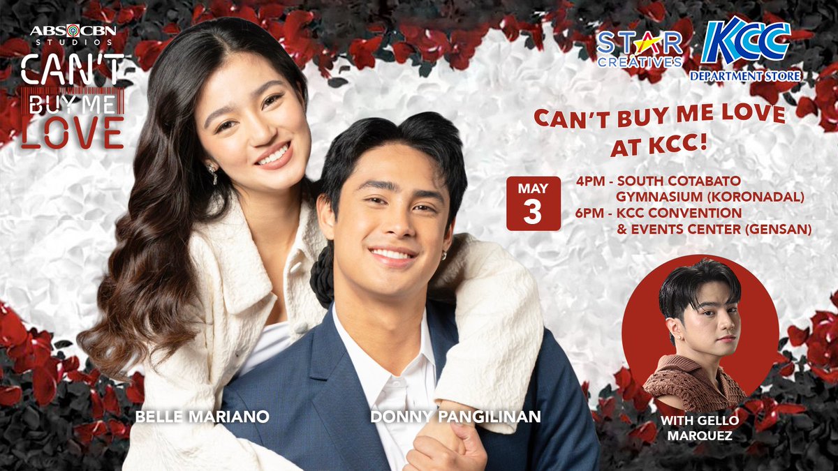 Tickets secured ka na ba, langga? Mas magiging exciting pa ang Can't Buy Me Love at KCC dahil bukod sa #DonBelle, sasamahan rin tayo ni Gello on May 3. See you soon! #CBMLatKCC #DonBelleatKCC