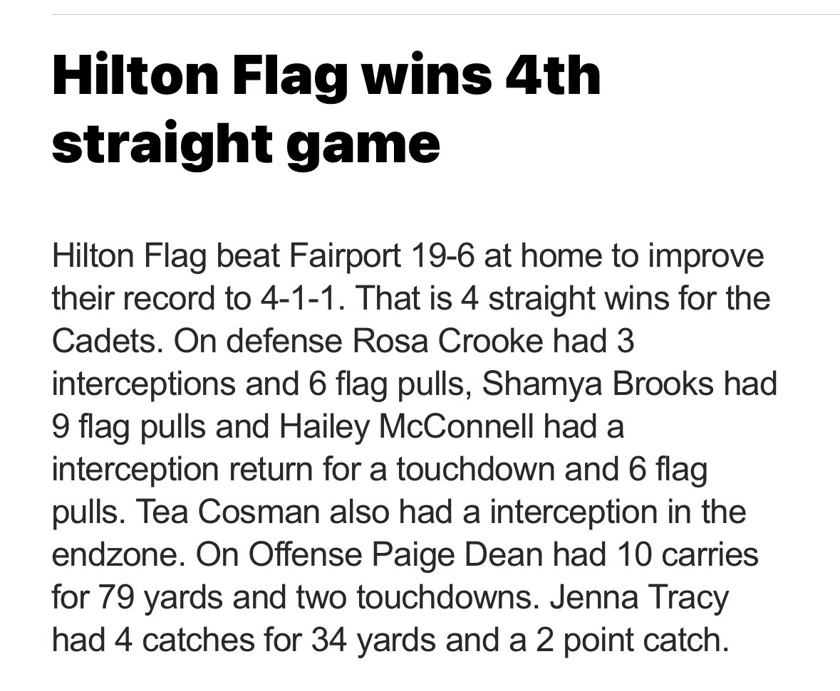 Take 👀at our 🏈 Team stats from today’s win ⬇️! Great job again Ladies! Video Highlights will be out sometime tomorrow going to be 🔥 @HiltonCadets @HiltonCSD @PrimetimeBall_ @jjDandC @PickinSplinters