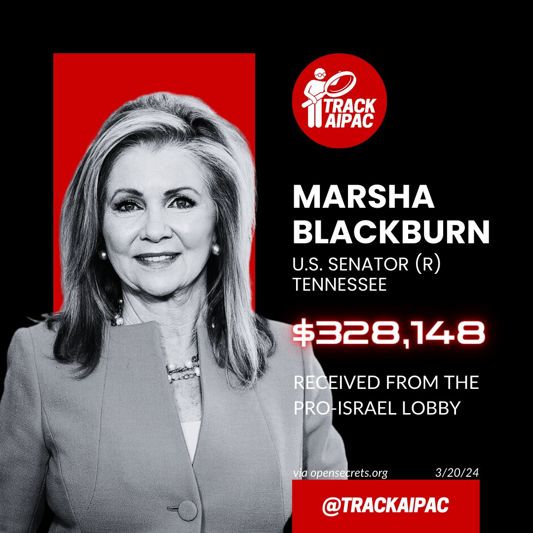@MarshaBlackburn Marsha Blackburn is an unapologetic genocide enthusiast. #RejectAIPAC