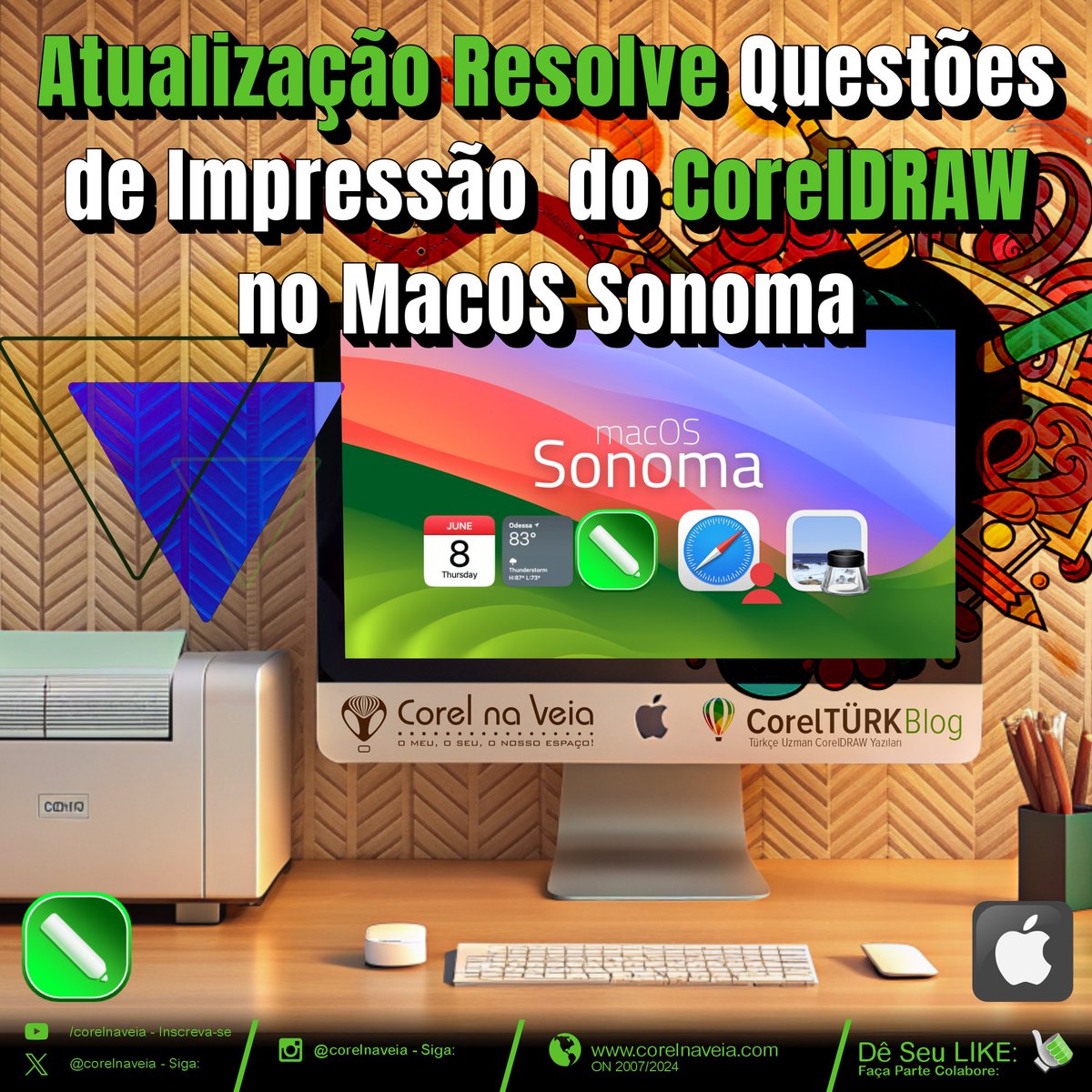 CorelnaVeia's tweet image. 🖨️ #Atualização resolve problemas de #impressão no #CorelDRAW p/ #CorelPHOTOPAINT  #MacOS #Sonoma. youtu.be/Nkmts_4Ys9A  😍#Impressoras #DesignGráfico #PostScript #PDF #Apple #Compatibilidade #Atualização2024 Lembre-se do 3C Curta, Comente, Compartilhe.