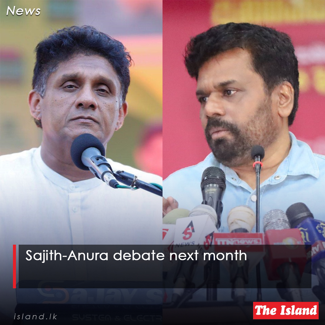 tinyurl.com/ypypx379

Sajith-Anura debate next month

#TheIsland #TheIslandnewspaper #SajithPremadasa #AnuraKumaraDissanayake #sajithanuradebate