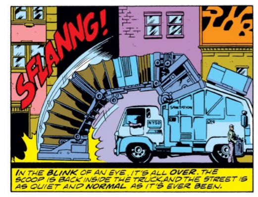 Arcade’s garbage truck that goes “SFLANNG!” isn’t the most iconic but I do like that later on Spider-Man hears “SFLANNG” and goes “I know that sound,” so it’s clearly iconic to HIM.