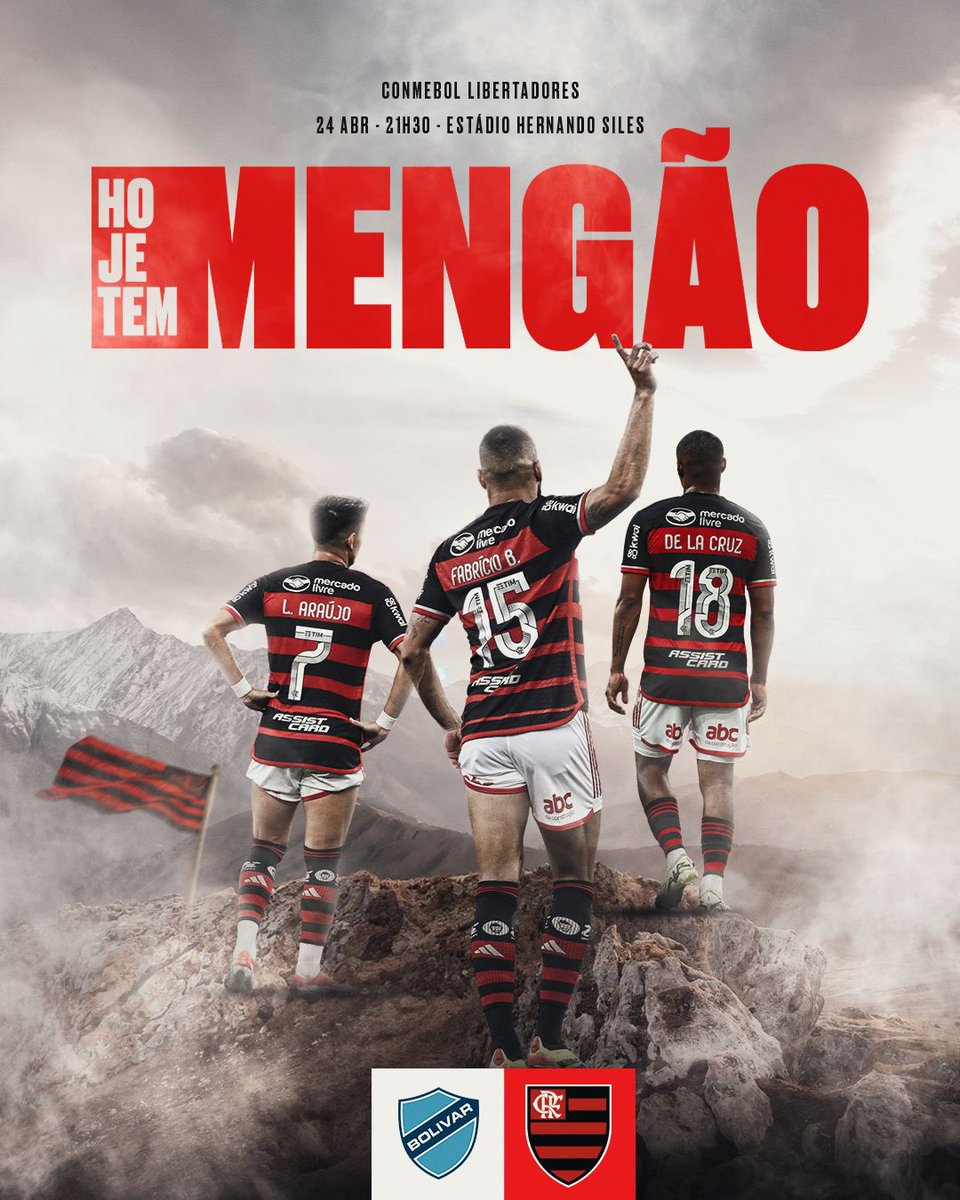 HOJE TEM MENGÃO NA CONMEBOL LIBERTADORES! 

Às 21h30, o Mais Querido enfrenta o Bolívar (BOL), fora de casa, pela fase de grupos. Vamos com tudo em busca dos três pontos! 💪❤️🖤

A Rede Globo e o canal Paramount transmitem (com imagens) ao vivo! A FlaTV e a FlaTV+ transmitem em
