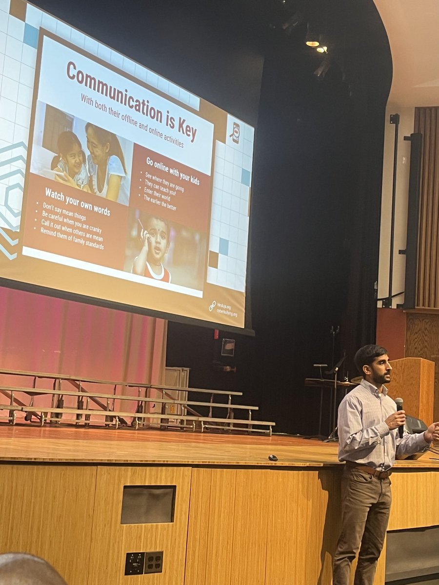 Great evening with Dr. Sameer Hinduja. Thank you to the parents that were able to make it out for the important parent presentation on how to support their children with safe social media and technology choices! 💙⁦@BensenvilleD2⁩