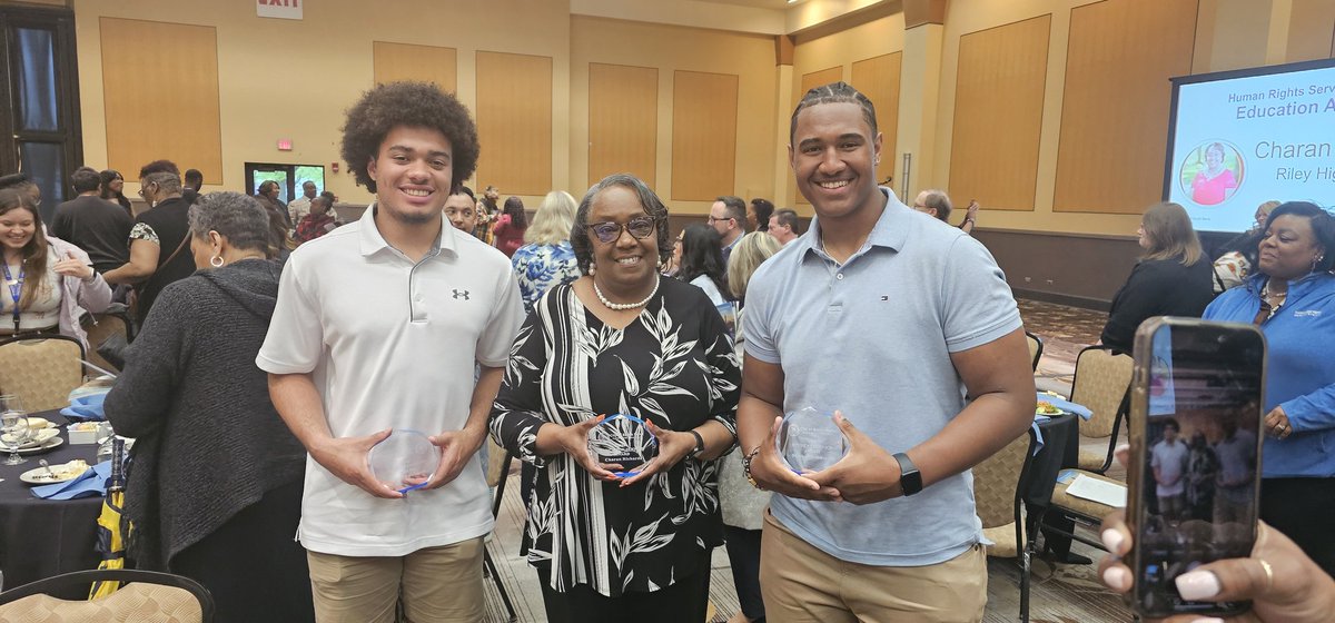 Congratulations to three phenomenal <a href="/SBRileyhigh/">South Bend Riley</a> Standouts on the students' side &amp; staff side. Today Dominick Jolley (left), Mrs. Richards (center), &amp; Marcus Henderson (Right) on receiving the Human Right Student Service Award &amp; Human Right Service Award.  #GoWildcats