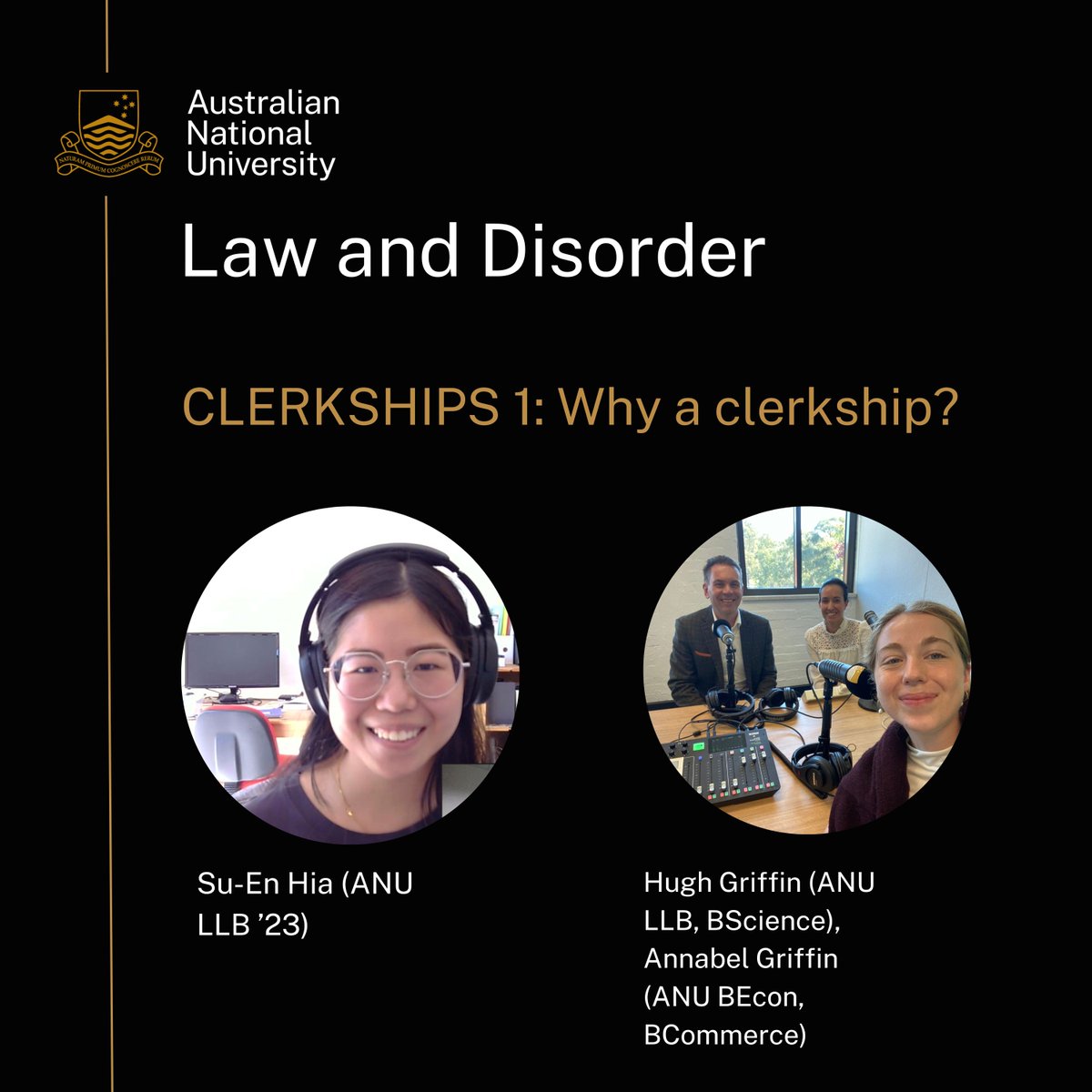 Join Audrey Mims for the next three weeks as she unpacks all things clerkships. For episode one, Annabel Griffin and Hugh Griffin of Hazelbrook Legal and Su-En Hia, graduate lawyer at KWM break down the clerkship experience. 🎧 Listen now - anulaw.info/49PEGUS