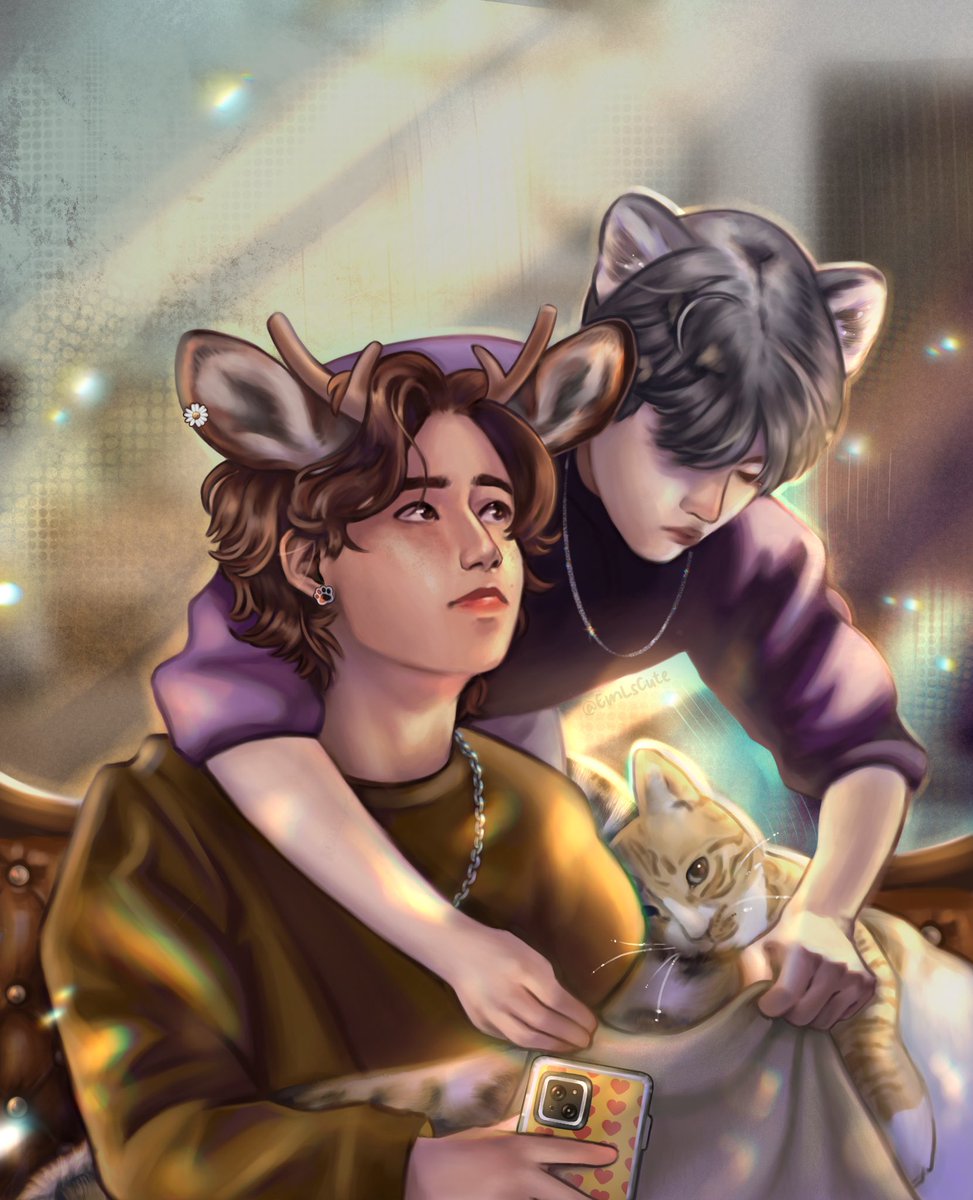 Deer!svng and his incredibly scary leopard hyung 🐈