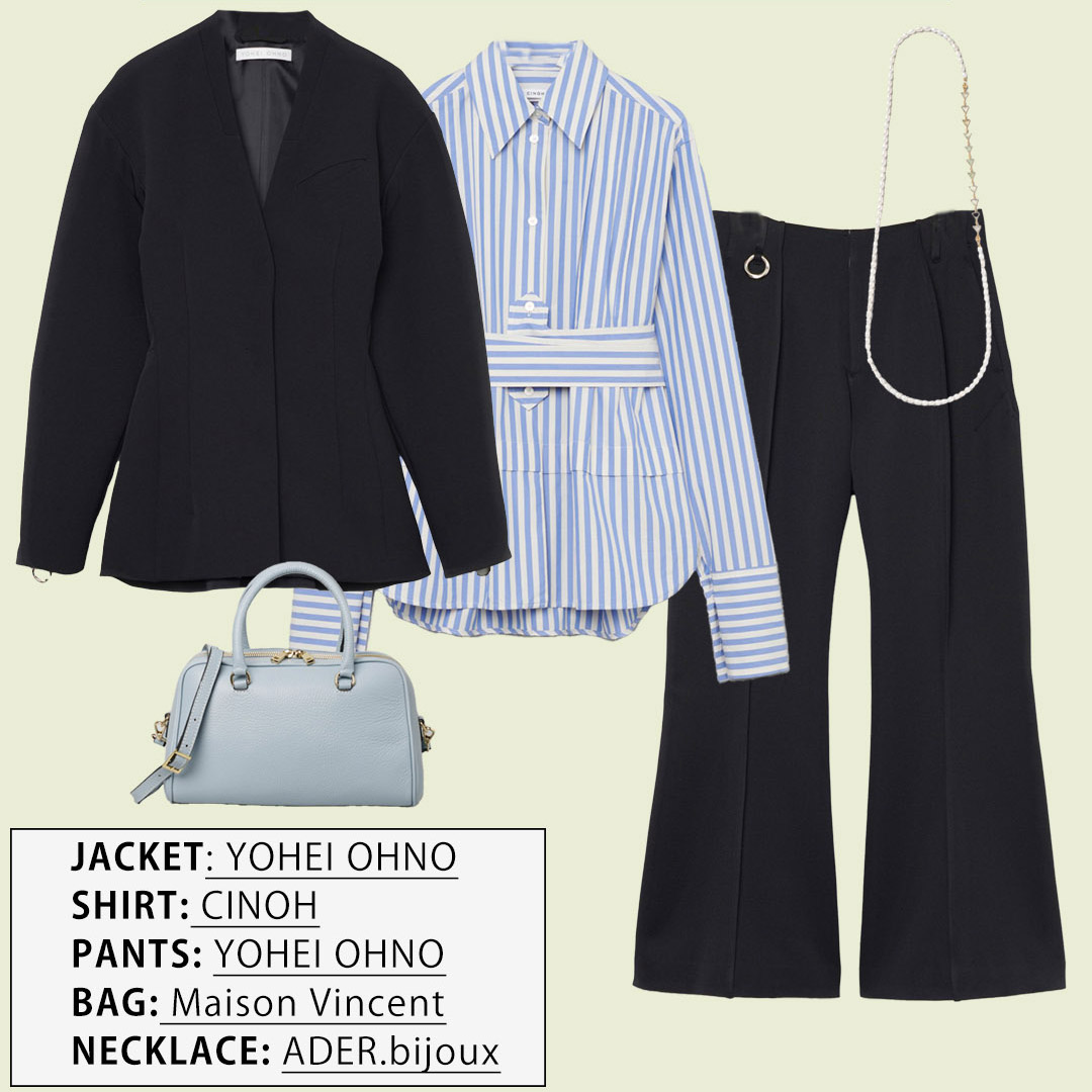 chaylikeyou897's tweet photo. 洋服のサブスク #AnotherADdress から取引先に訪問コーデ💼

♡YOHEI OHNO #ノーカラーユニフォームジャケット
♡#CINOH #コットンス卜ライプベルテッドシャツ
♡YOHEI OHNO #センターシームフレアパンツ
♡ADER.bijoux #3wayストーンパールネックレス
♡Maison Vincent #ミニボストンショルダーバッグ https://t.co/1KBU9X7BLy