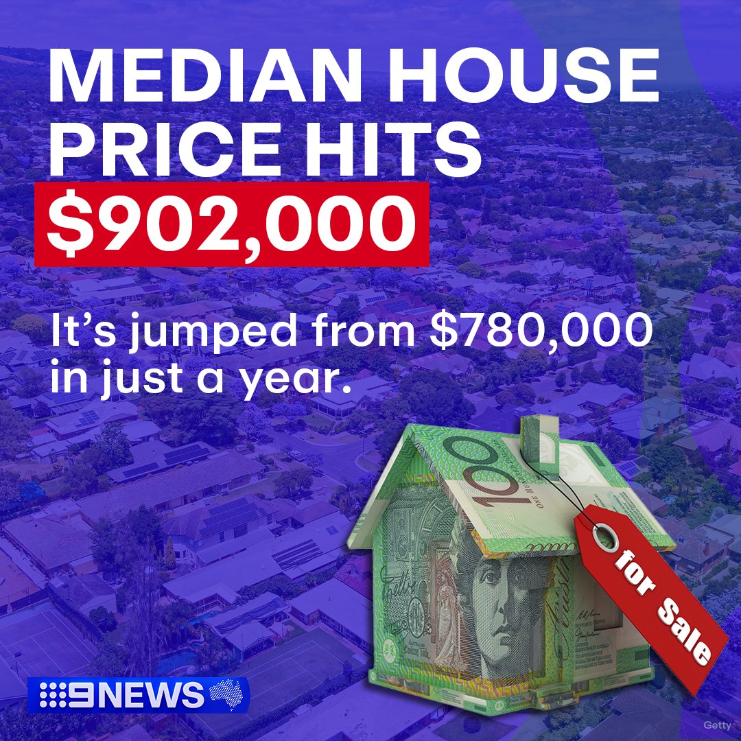 Time to start saving SA! 💰

New research from Domain has revealed Adelaide’s median house price now sits at $902,000.

The new record high comes only a year after the median house price sat at $779,362. #9News