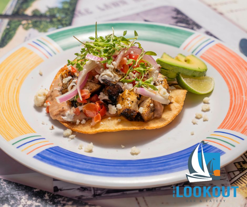 Craving something bold? Try our Blackened Chicken Tostada during Restaurant Week! This dish features expertly seasoned chicken atop a crispy tostada, layered with fresh toppings for a perfect crunch. 

#LookoutEatery #TostadaTime #CharityCheck #RestaurantWeek