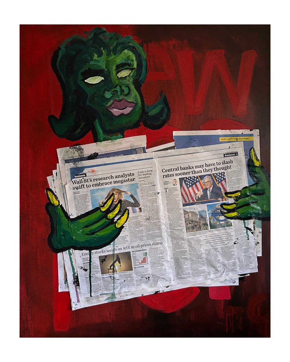Cale68288245's tweet photo. News paper reading but the newspaper is real #art #painting @olaoluslawn https://t.co/sgTosgWp0I