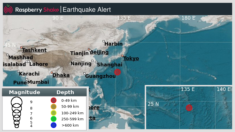 Preliminary M5.3 #Earthquake
ID: #rs2024ibmwmh
792km from #喜界町(Kikai), #PhilippineSea
2024-04-24 03:03 UTC
Source: #GFZ
@raspishake

Join the largest #CitizenScience EQ community ➡ raspberryshake.org

EVENT ➡ stationview.raspberryshake.org/#?event=rs2024…