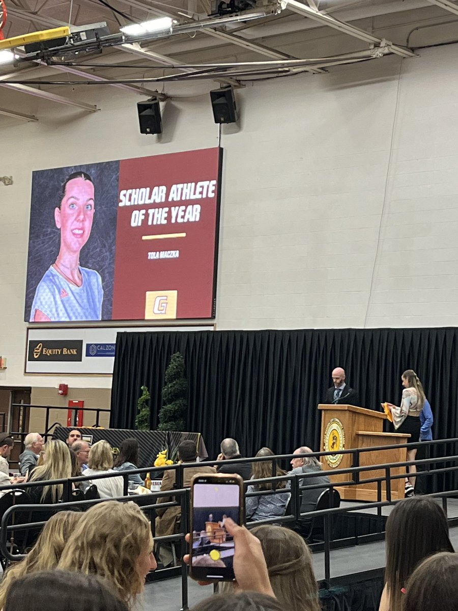 gccc_vball's tweet photo. @gccc_vball enjoyed celebrating all our @sportsbuster successes on and off the court tonight at the annual Athletics Banquet! Congrats to all award winners and shout out to our own @Tolamaczka for being named Scholar Athlete of the Year! #GCFamily #BusterNation #brainsandbeauty https://t.co/vDkJa6VZVY