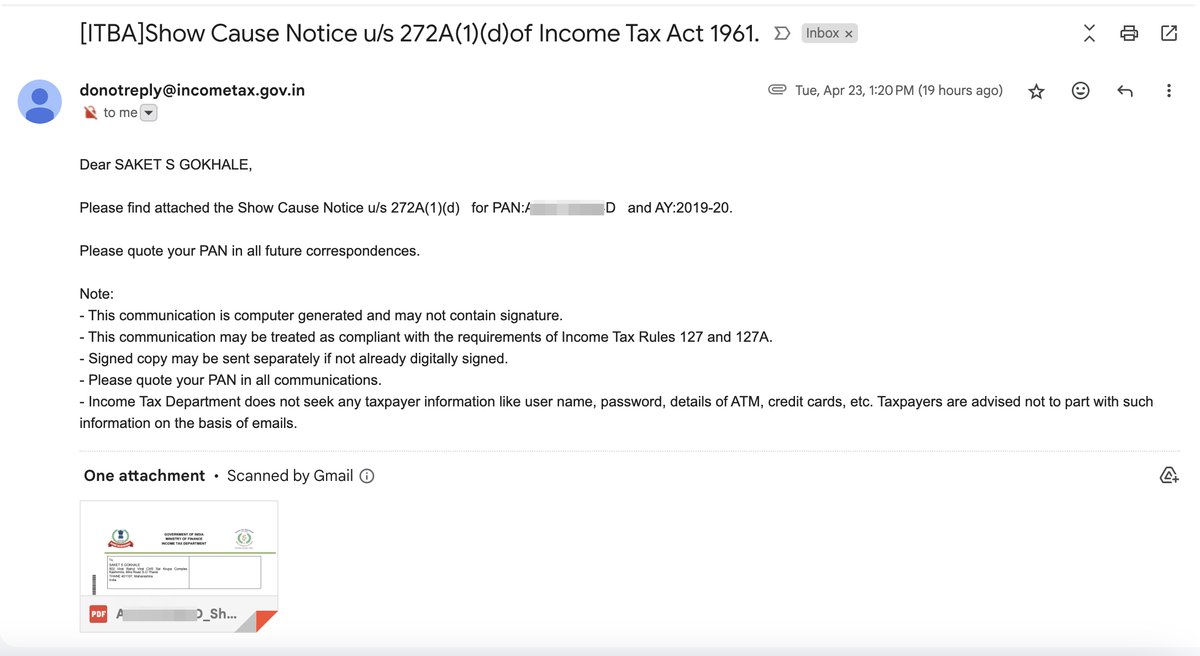 Received a predictable gift from Modi for asking people of India to write to Election Commission against his hate speech Yesterday, I received 2 more Income Tax notices - wait - for 2019-20 (5 years ago) Its become a routine - every time Modi is cornered, he deploys an agency.