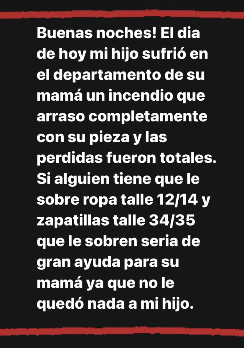 francomonsalvo1's tweet photo. Buenas! A la mamá de mi hijo se le prendió fuego su departamento y perdió todo lo de el, el que pueda ayudar con algo de ropa en los talles que necesita el gordo será mas que bienvenido! Sino con su rt alcanza! Mil gracias 🙏🏻 https://t.co/cSfeXnpltr