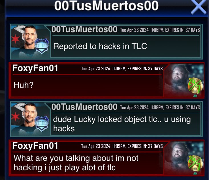 FoxyFan011's tweet photo. @WWESuperCard  this person is abusing the report feature cause they lost tlc against me and it’s annoying https://t.co/hFUgrV9vx6