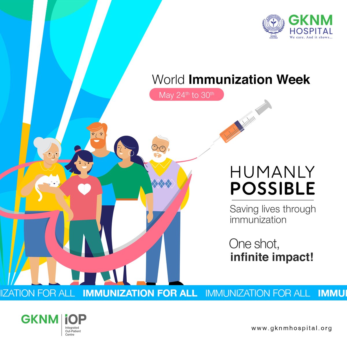 'From eradicating smallpox to nearly defeating polio, we have come a long way. Let us save and improve countless lives from vaccine-preventable diseases and protect the next generations' #WorldImmunizationWeek #HumanlyPossible #VaccinesWork #GKNMIOP #GKNM #GKNMH #GKNMHospital