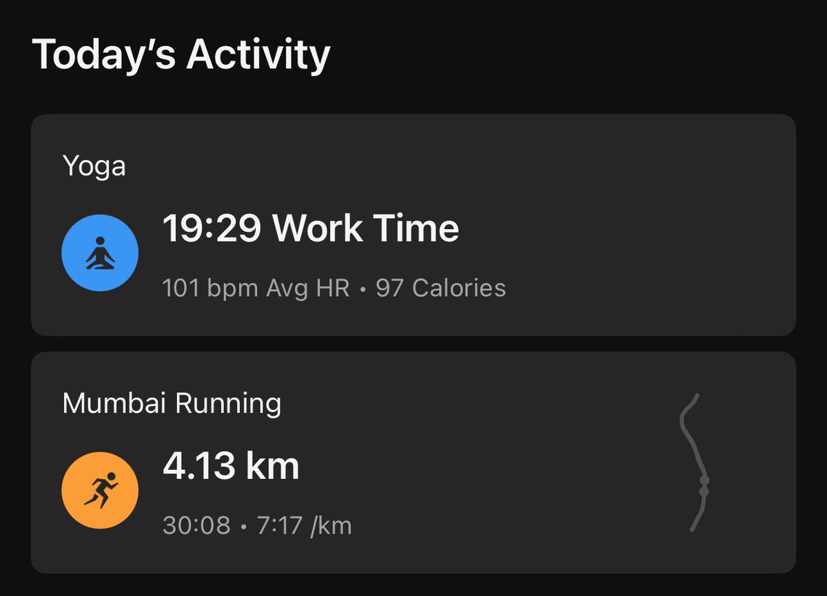 Today’s Run followed by Yoga ! strava.app.link/0C1vvjFW2Ib #JaiShriRam #run #running #runner #mumbairunning #roadrunner #roadrunning #yogatime #yoga #runnersoftwitter #fit #FitnessGoals #fitnessjourney #easyrun #Wednesday #Wednesdayvibe #Mumbai #INDIA #TCSW10K #tcsw10k