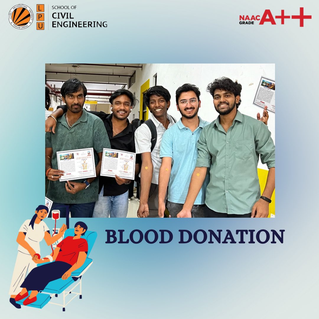 Your blood type could be the key to unlocking a miracle. Donate and find out! ➡️✨

#LPUCAMPUS #ThinkBig #LPUForYou
#LifeAtLPU #lpu
#lovelyprofessionaluniversity 
#civilengineering #bestuniversity 
#topuniversities  #lpudiaries #ProudVertos