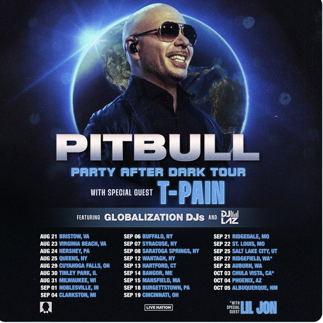 #teampitbull Where will you be seeing @pitbull
on his #PartyAfterDarkTour w/ special guest
@TPAIN and * @LilJon only on selected dates*  
@siriusxmpitbull @Mr305_Inc @LiveNation