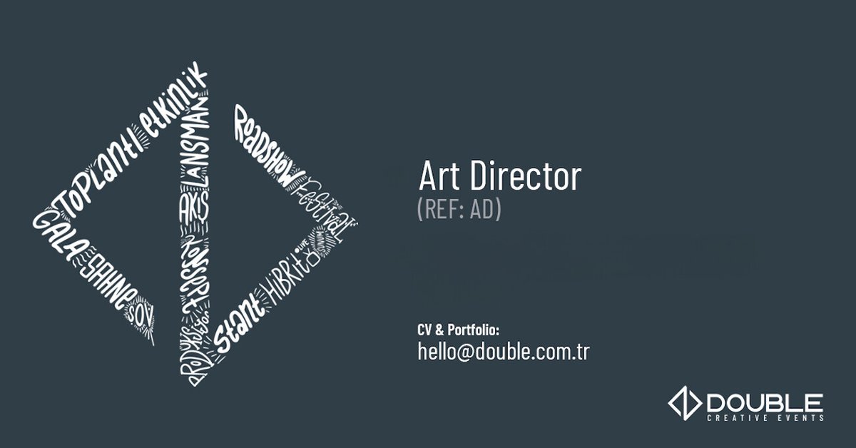 Art Director Aranıyor – Double Events👇Başvuru ve Detaylar: ajansgiller.com/ilan/art-direc…

#artdirector #graphicdesigner #ajansgiller