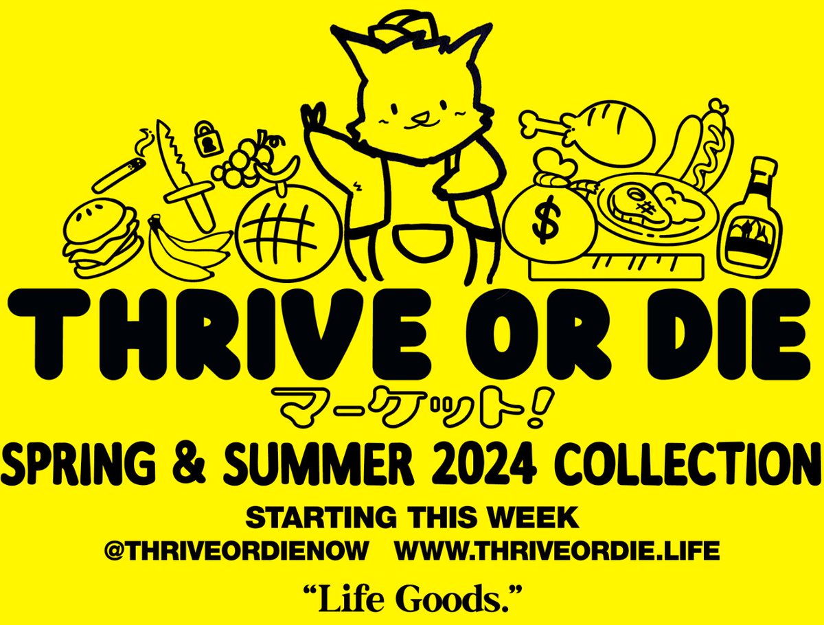 🏪 HI FRIENDS! 🧑‍💻 📢 I'M FINALLY GOING TO START DROPPING A BUNCH OF UNRELEASED THREADS & GOODS I'VE WORKED ON OVER THE LAST YEAR. INCLUDING COLLABORATIVE PIECES WITH FRIENDS. WELCOME TO SEASON 2024 OF THRIVE OR DIE Market.™️!! 🙇‍♂️ HOPE YOU DIG IT WHEN YOU SEE IT ALL. CHEERS 🤟