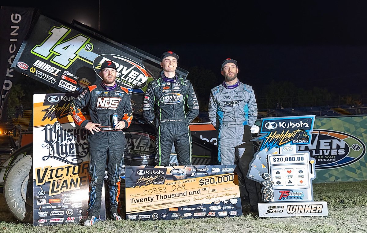 Tuesday’s Podium at @PPRIS_TheDitch: 🥇 @Corey_Day_ (@Driven2Save #14BC) 🥈 @Tanner_Thorson (Rod Gross #88) 🥉 @TyCourtney7BC (@NosEnergyDrink #7BC)