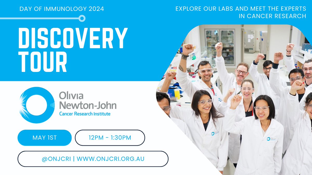 You are invited to a FREE behind-the-scenes look at ONJCRI’s immunology labs to celebrate the annual #DayOfImmunology ! Want to learn about how our passionate scientists work to outsmart cancer? Register here 👉 tinyurl.com/bdcs8br8