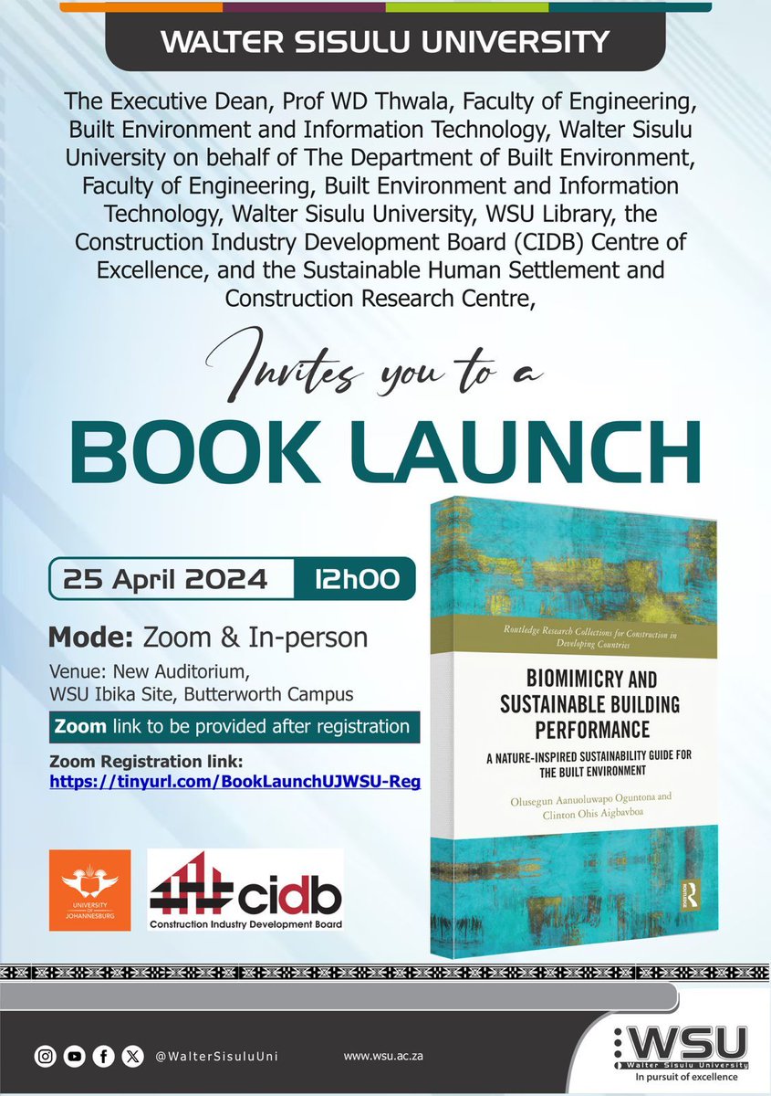 Join us tomorrow at a Book Launch for a thought-provoking and enlightening session on Biomimicry and Sustainable Building. 

Discover how nature-inspired solutions can shape greener construction, eco-friendly solutions, and a more sustainable future for our planet!