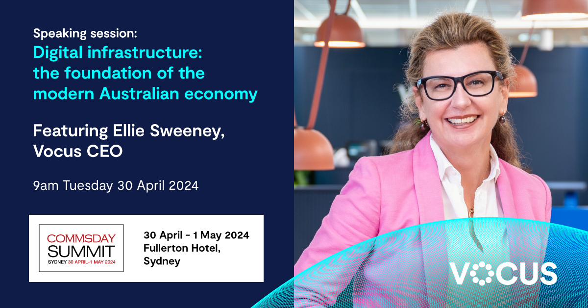 Vocus (@vocuscomm) on Twitter photo We're looking forward to the <a href="/Commsday/">Grahame Lynch</a> Summit in Sydney next week, where our CEO Ellie Sweeney will detail how our $1b investment strategy is enabling better possibilities by building critical connections from land, sea, & space. If you're attending, come & say hi! #commsday2024 We're looking forward to the <a href="/Commsday/">Grahame Lynch</a> Summit in Sydney next week, where our CEO Ellie Sweeney will detail how our $1b investment strategy is enabling better possibilities by building critical connections from land, sea, & space. If you're attending, come & say hi! #commsday2024
