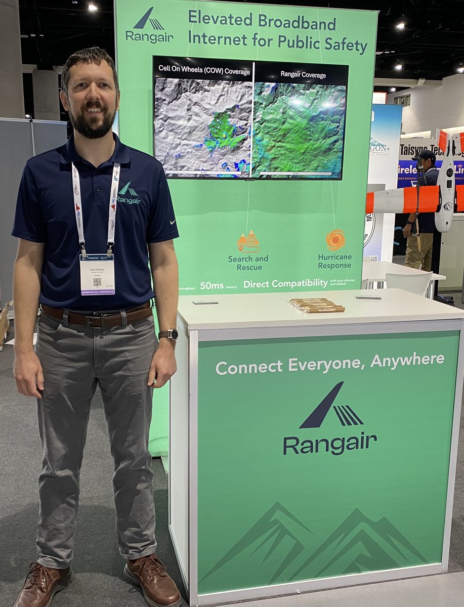 RangairUAS's tweet photo. If you're at @XPONENTIALshow and you're interested in pervasive broadband Internet in remote areas, let's chat. Come visit our booth #4025 to meet our co-founders and learn about how we're using drones to deliver Internet access for public safety teams. #XPO24 #UAS https://t.co/XMHltCgMNq