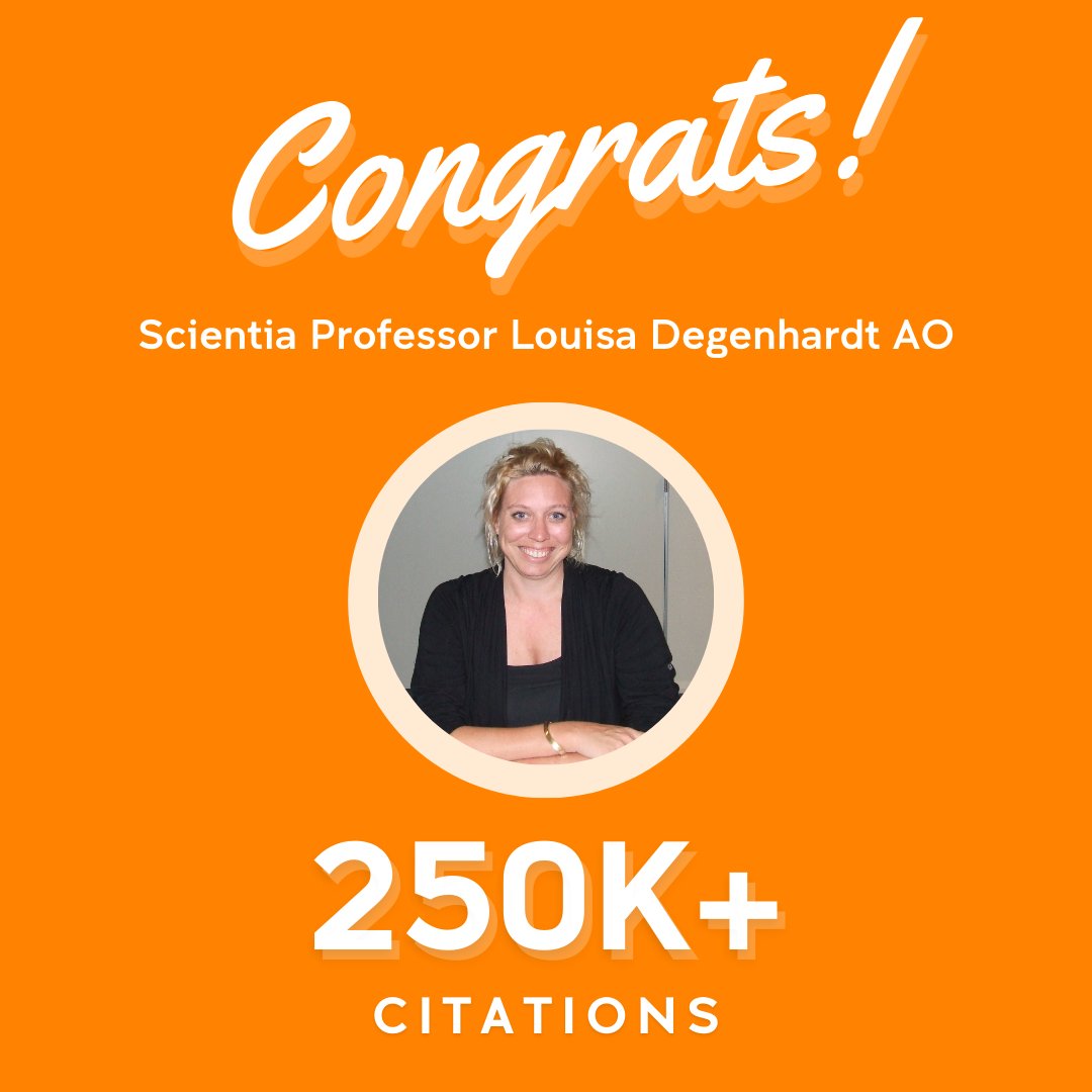 Congratulations to Scientia Professor Louisa Degenhardt AO @LouisaDegenhar2 for reaching over 250k citations! Have a look at her impressive publication record here: scholar.google.com.au/citations?user…