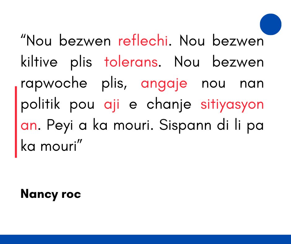 RalphEFrancois's tweet photo. 🔴🇭🇹 Pawòl solid e enspire @TheNancyRoc 
#ayiti #Haiti #angaje https://t.co/DhK5tMMz1g