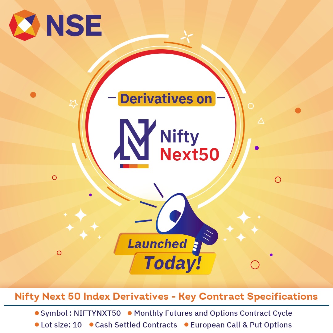 We're thrilled to announce that NSE has launched Derivatives on Nifty Next 50 index from today.

#NSEIndia #Launch #NiftyNext50Index #NIFTYNXT50 #Derivatives @ashishchauhan